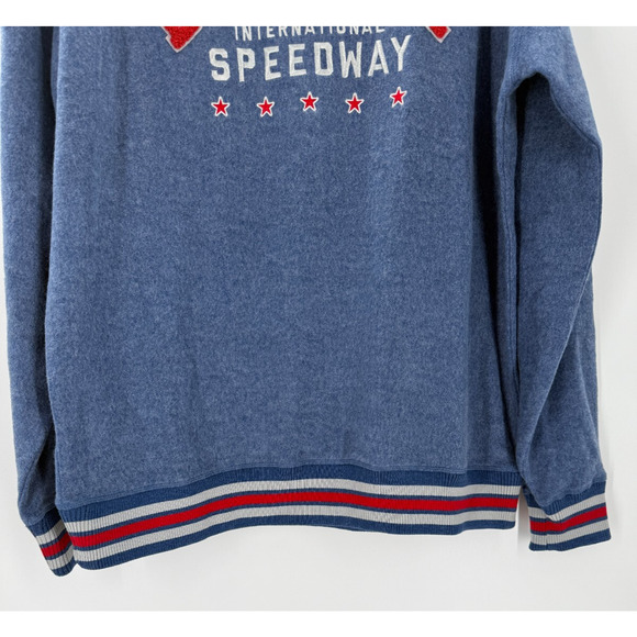 Nascar Daytona Sweatshirt Retro Applique Embroidered Crewneck Blue Soft Large - Picture 3 of 7